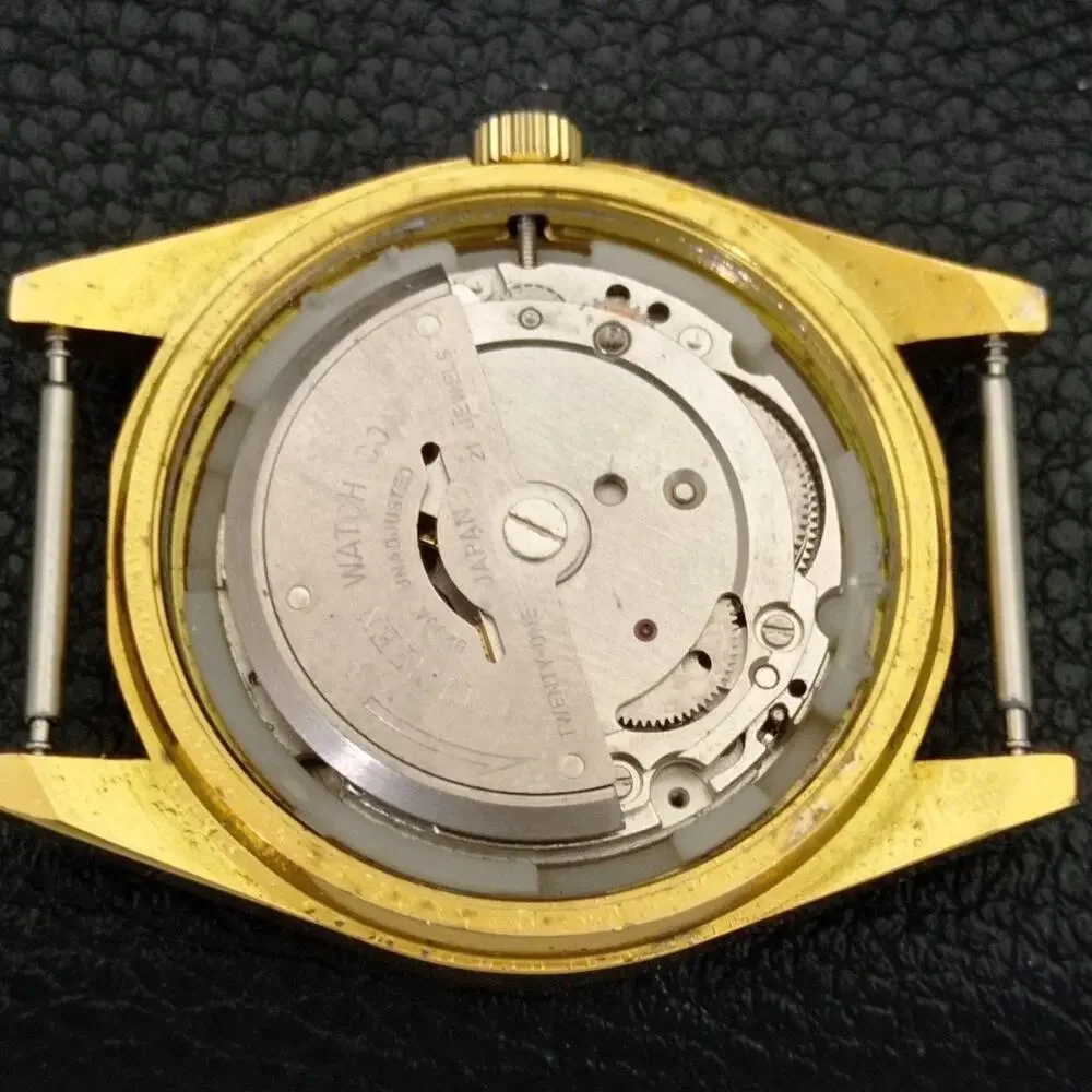 Vintage 1990 Citizen Automatic Mens Gold Watch W/daydate & Brown accents